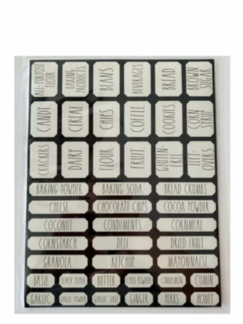 NEW Rae Dunn Organizing Labels Ivory With Black Letters 180 Kitchen